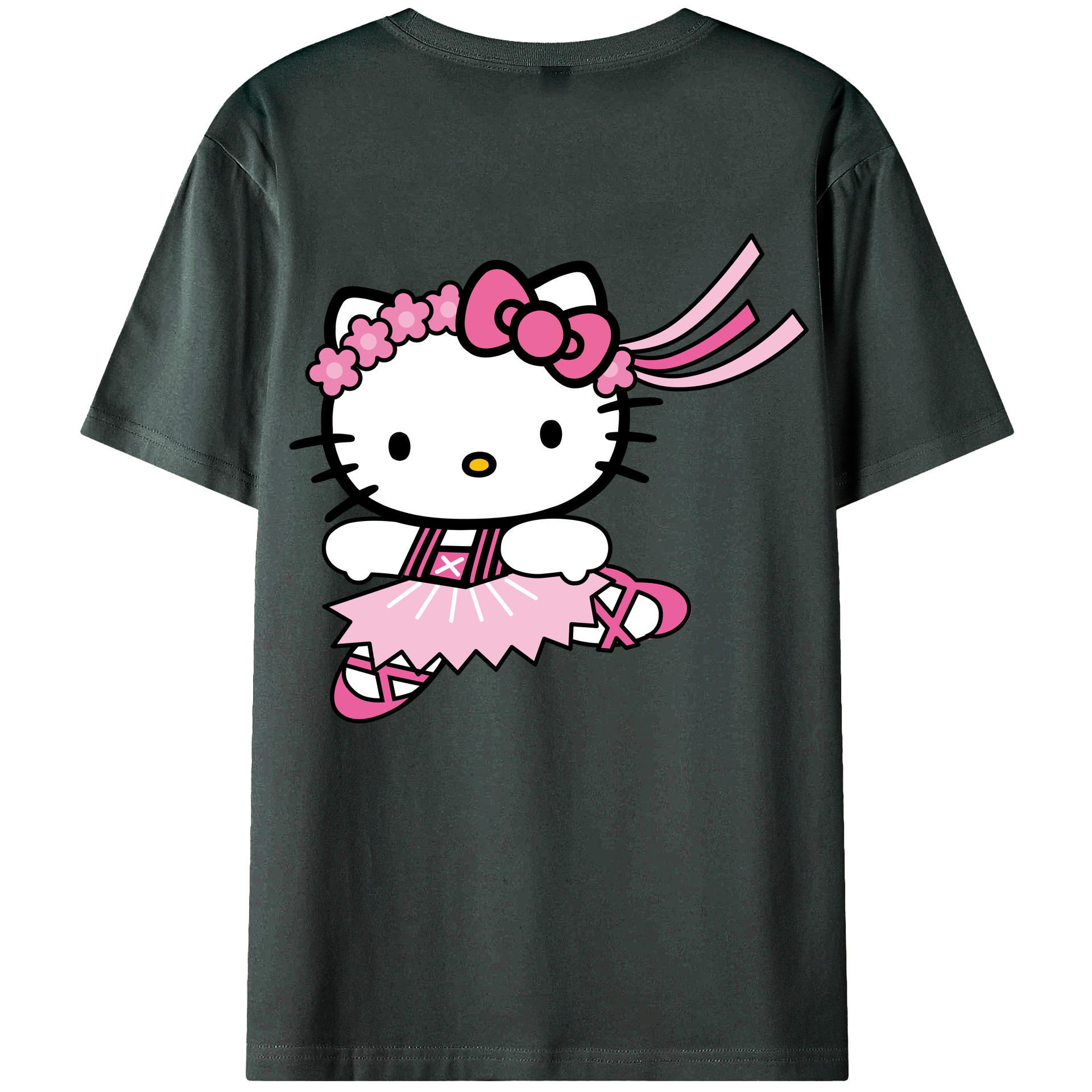 （画像用） Hello Kitty ハローキティ 綿100％ メンズ半袖Tシャツ（バックプリント） 通気性
